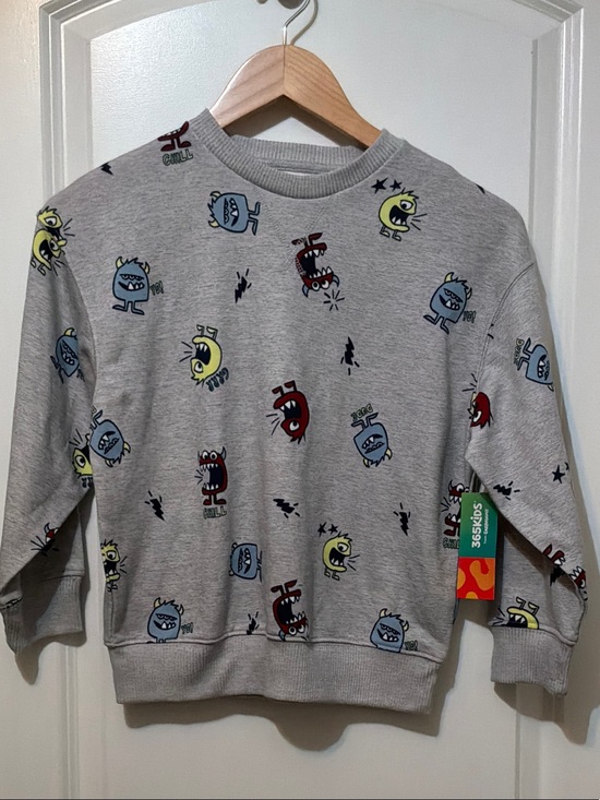 365 kids Other - Kids Grey Monster Print Sweatshirt - Yellow, Blue, Red size 8